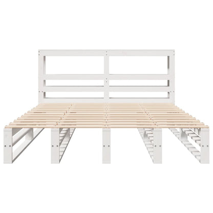 Bedframe zonder matras massief grenenhout wit 140x200 cm