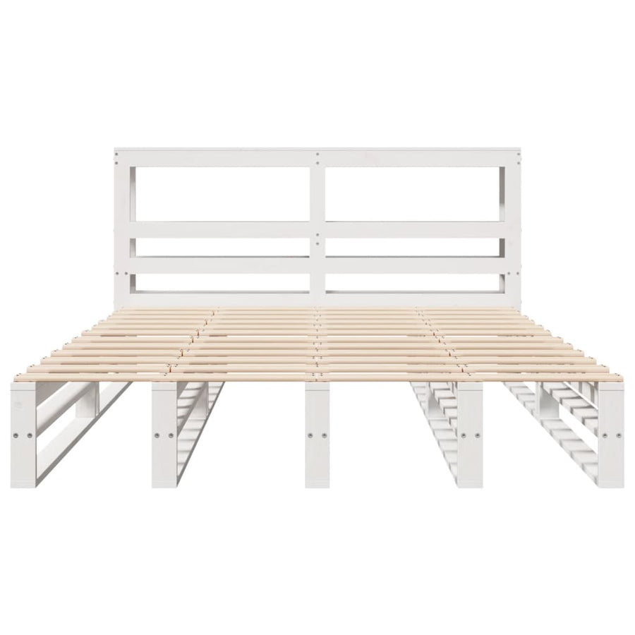 Bedframe zonder matras massief grenenhout wit 140x200 cm