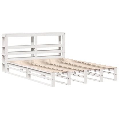 Bedframe zonder matras massief grenenhout wit 150x200 cm