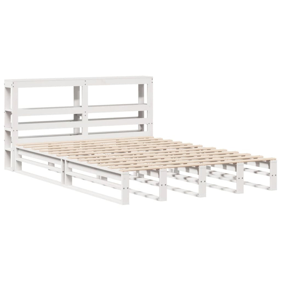 Bedframe zonder matras massief grenenhout wit 150x200 cm