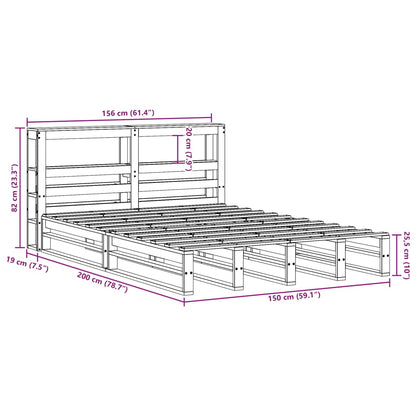 Bedframe zonder matras massief grenenhout wit 150x200 cm