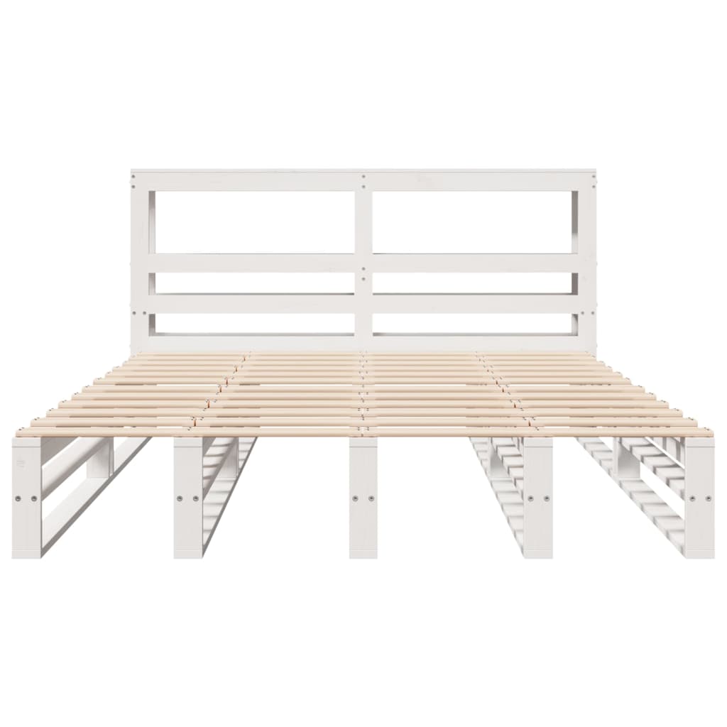 Bedframe zonder matras massief grenenhout wit 150x200 cm
