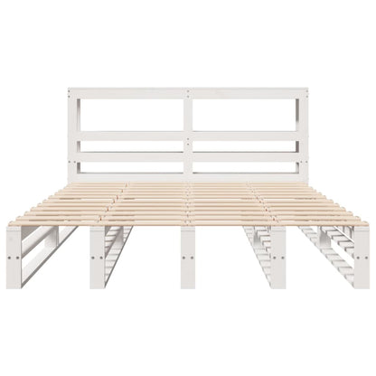 Bedframe zonder matras massief grenenhout wit 150x200 cm