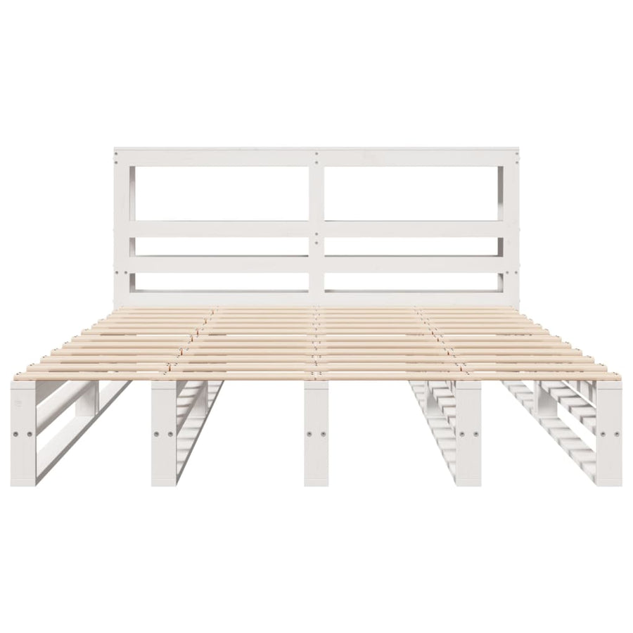 Bedframe zonder matras massief grenenhout wit 150x200 cm