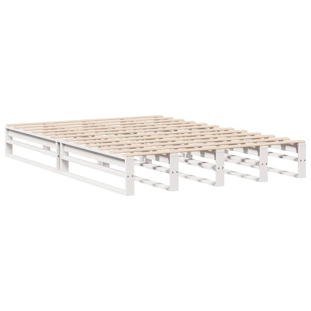 Bedframe zonder matras massief grenenhout wit 150x200 cm