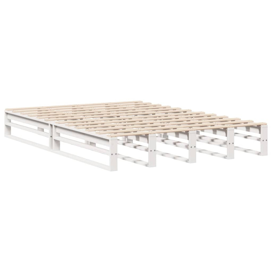 Bedframe zonder matras massief grenenhout wit 150x200 cm
