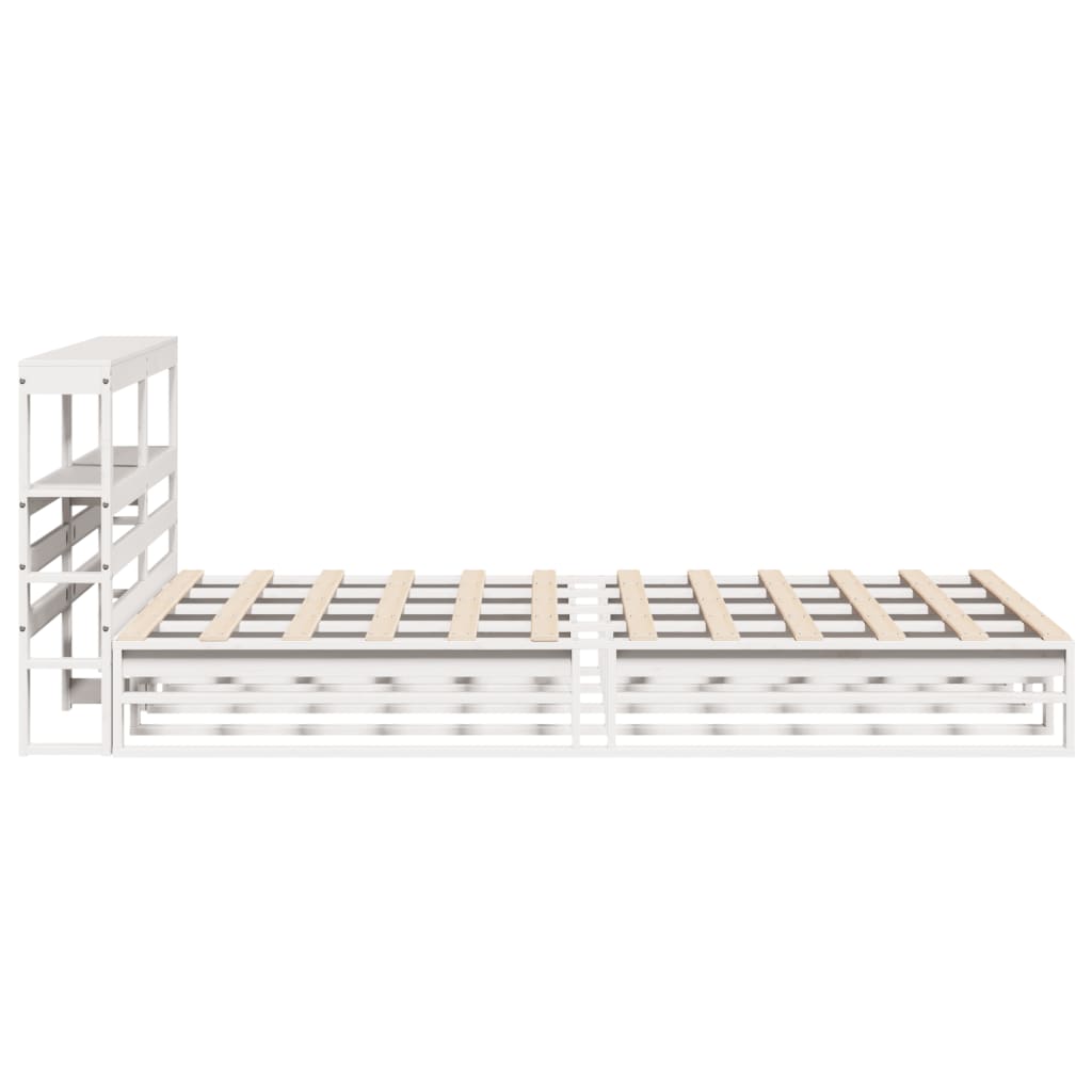 Bedframe zonder matras massief grenenhout wit 150x200 cm