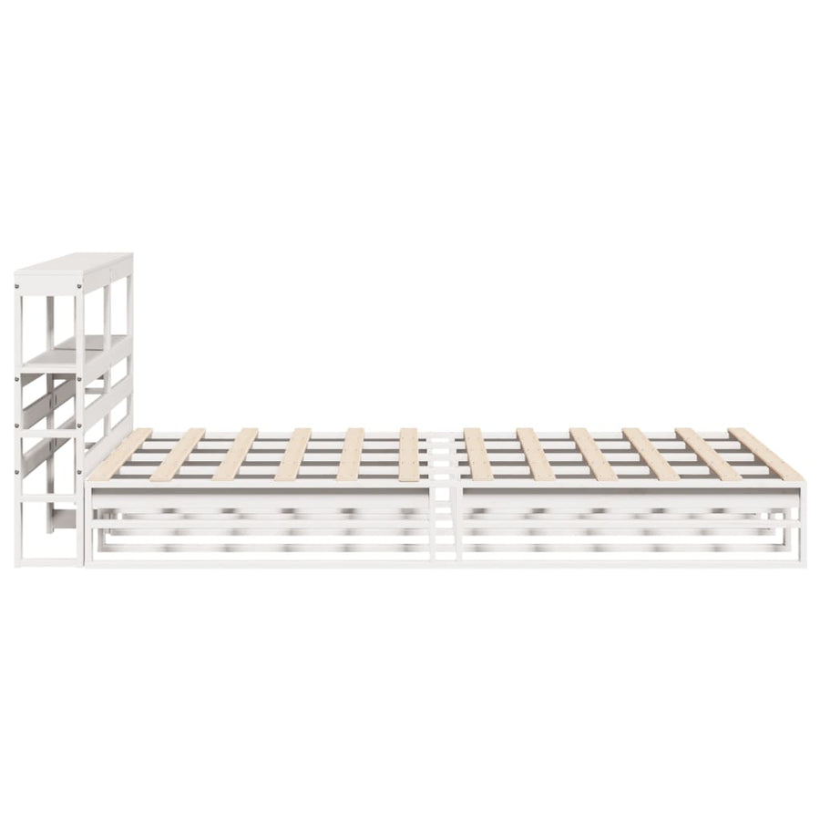 Bedframe zonder matras massief grenenhout wit 150x200 cm