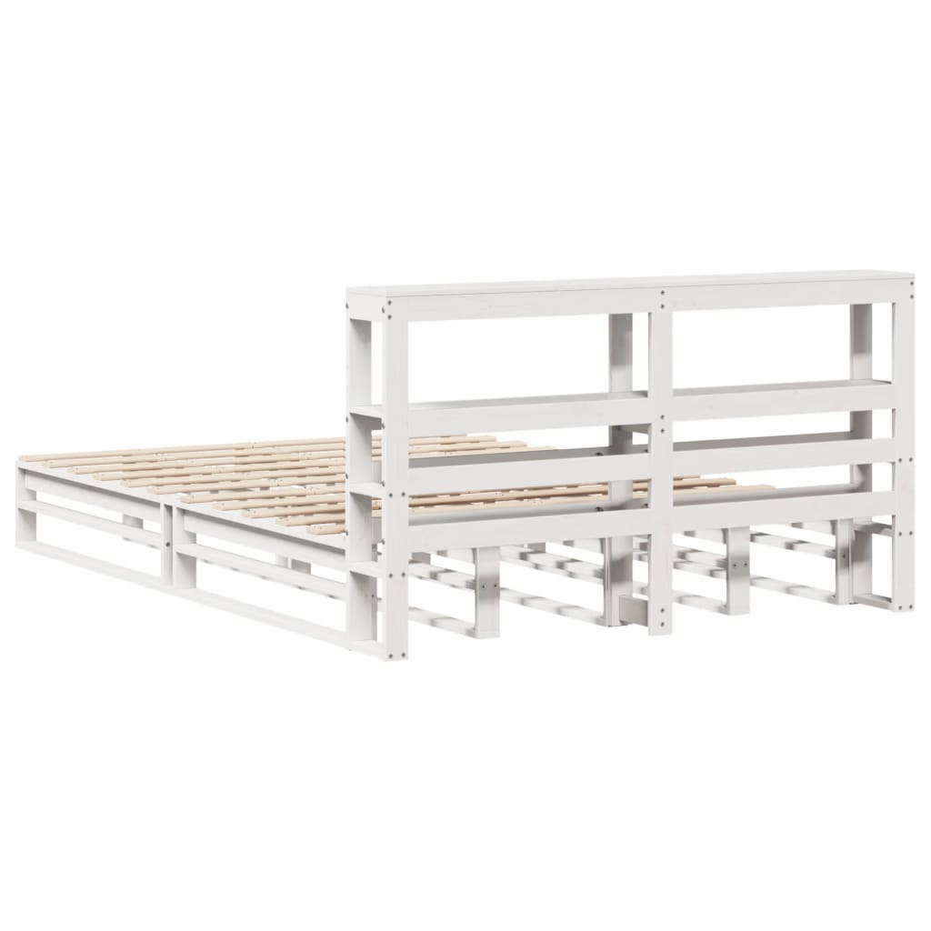 Bedframe zonder matras massief grenenhout wit 150x200 cm
