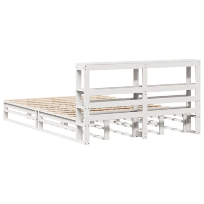 Bedframe zonder matras massief grenenhout wit 150x200 cm