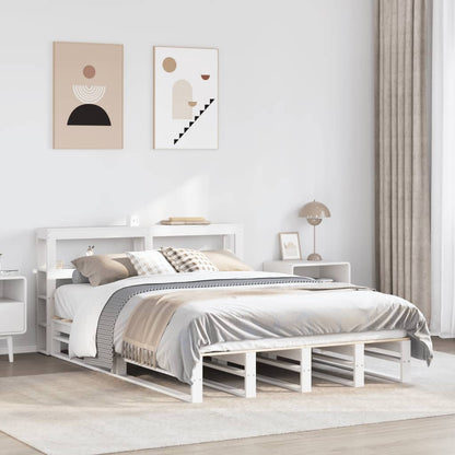 Bedframe zonder matras massief grenenhout wit 150x200 cm