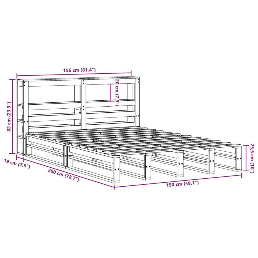 Bedframe zonder matras massief grenenhout wasbruin 150x200 cm