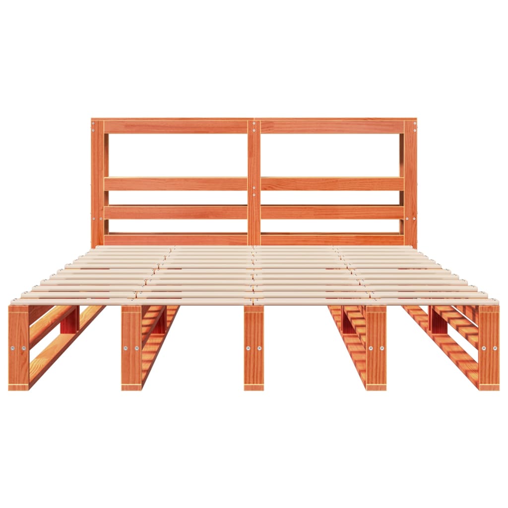 Bedframe zonder matras massief grenenhout wasbruin 160x200 cm