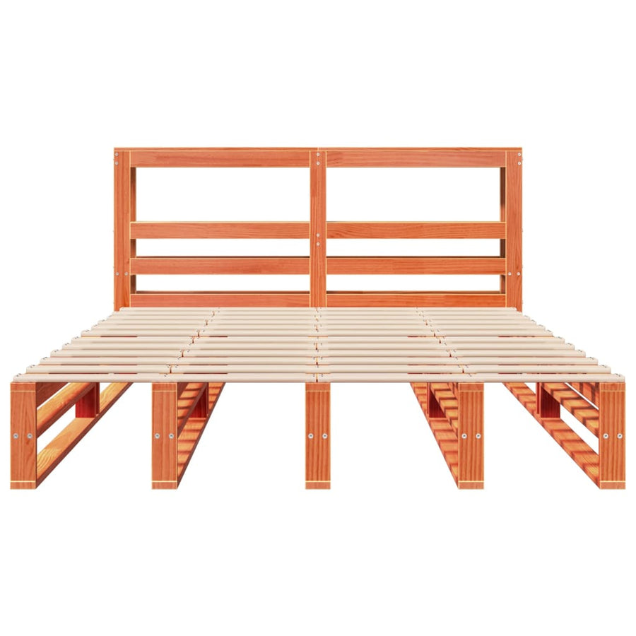 Bedframe zonder matras massief grenenhout wasbruin 160x200 cm