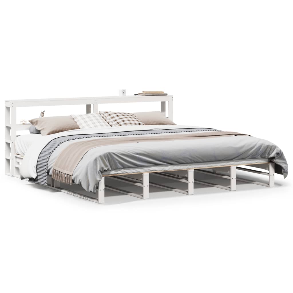 Bedframe zonder matras massief grenenhout wit 180x200 cm
