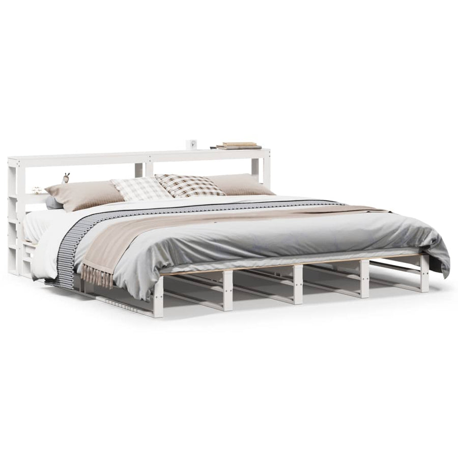 Bedframe zonder matras massief grenenhout wit 180x200 cm