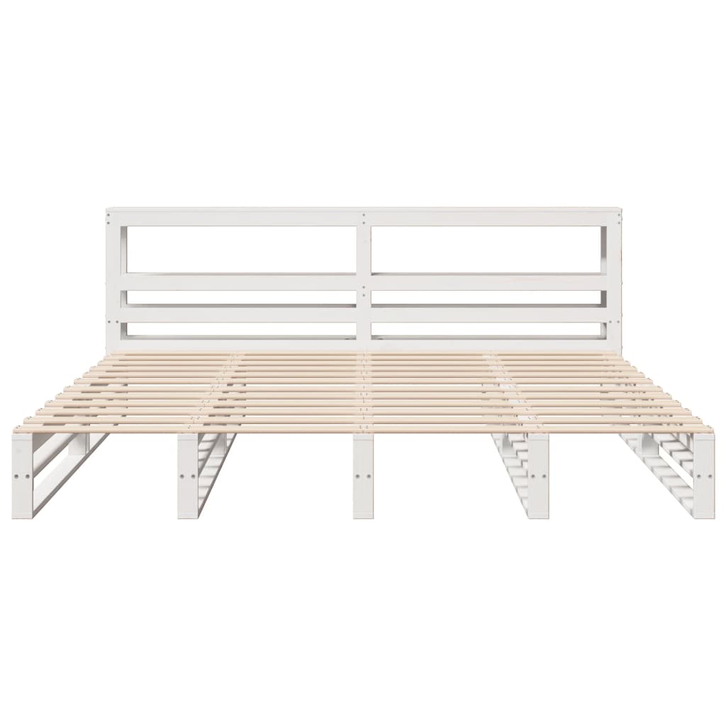 Bedframe zonder matras massief grenenhout wit 180x200 cm