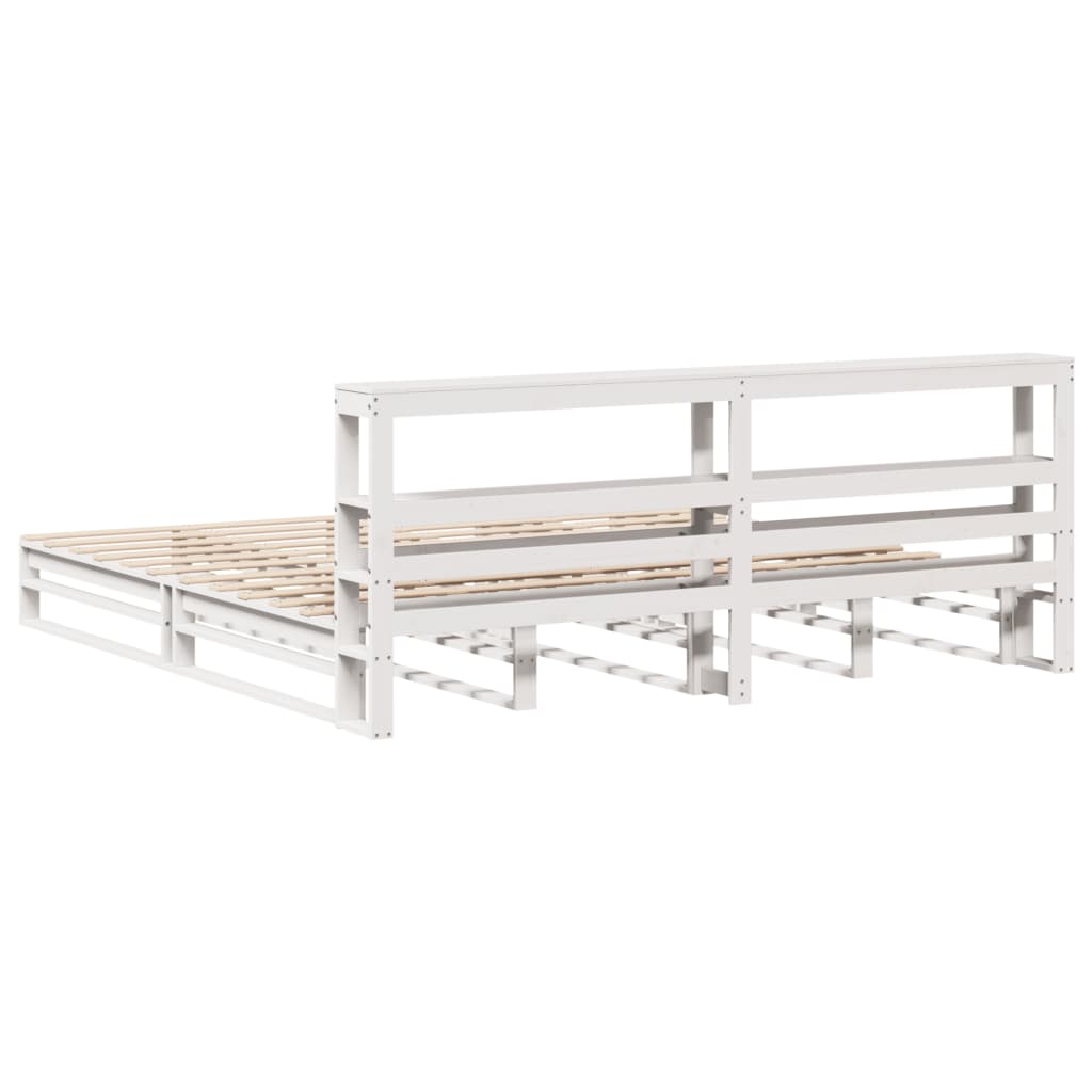 Bedframe zonder matras massief grenenhout wit 180x200 cm