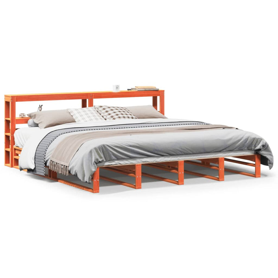 Bedframe zonder matras massief grenenhout wasbruin 180x200 cm