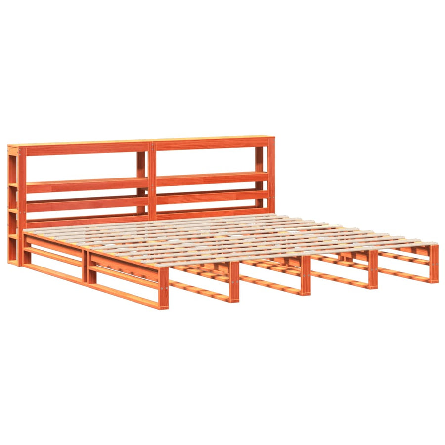 Bedframe zonder matras massief grenenhout wasbruin 180x200 cm