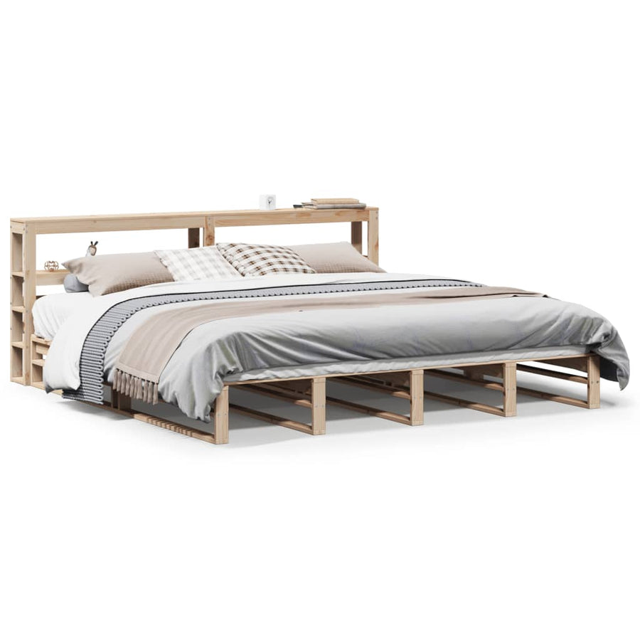 Bedframe Zonder Matras Massief Grenenhout 200 x 200 cm Naturel