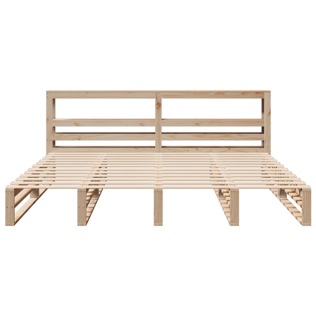 Bedframe Zonder Matras Massief Grenenhout 200 x 200 cm Naturel
