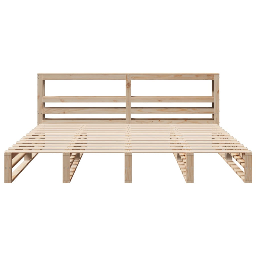 Bedframe Zonder Matras Massief Grenenhout 200 x 200 cm Naturel