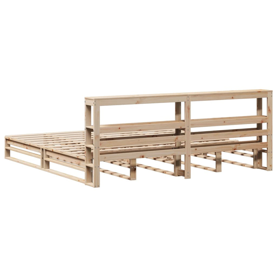 Bedframe Zonder Matras Massief Grenenhout 200 x 200 cm Naturel