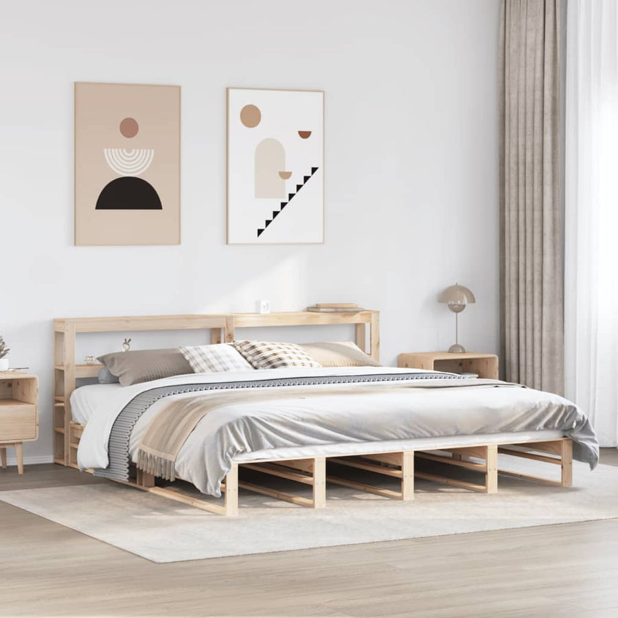 Bedframe Zonder Matras Massief Grenenhout 200 x 200 cm Naturel