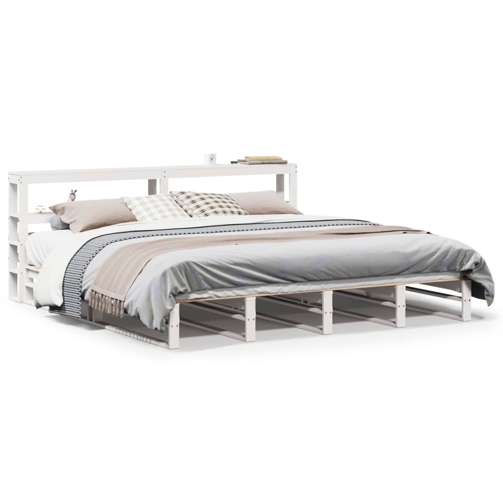 Bedframe zonder matras massief grenenhout wit 200x200 cm