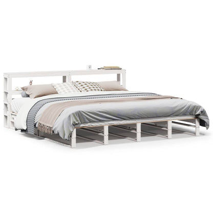 Bedframe zonder matras massief grenenhout wit 200x200 cm