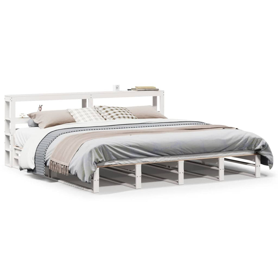 Bedframe zonder matras massief grenenhout wit 200x200 cm