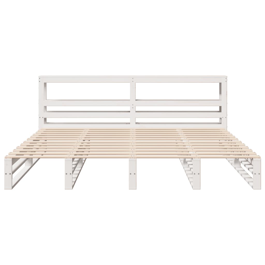Bedframe zonder matras massief grenenhout wit 200x200 cm