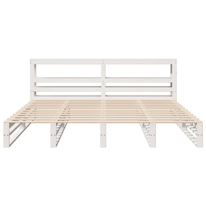 Bedframe zonder matras massief grenenhout wit 200x200 cm