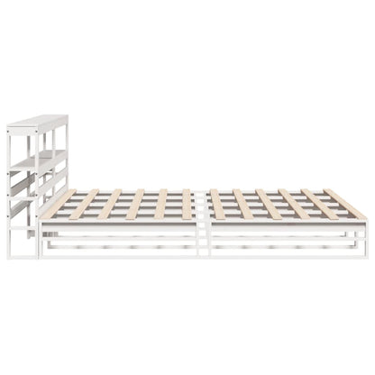 Bedframe zonder matras massief grenenhout wit 200x200 cm