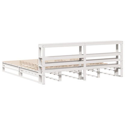 Bedframe zonder matras massief grenenhout wit 200x200 cm