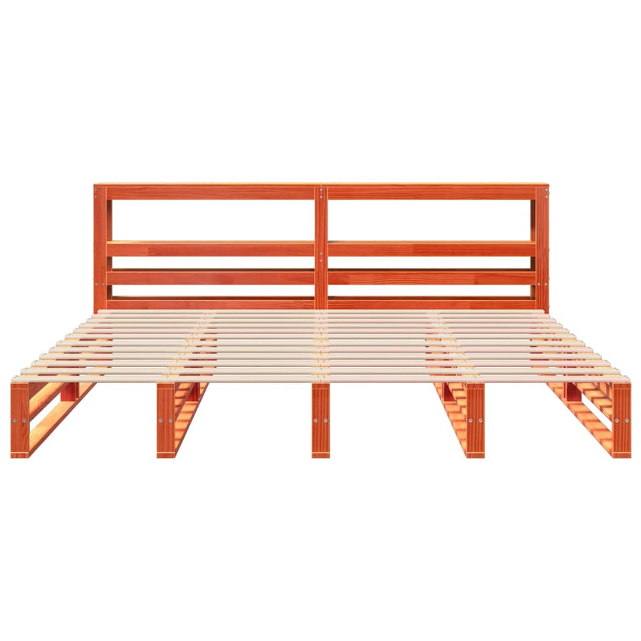 Bedframe zonder matras massief grenenhout wasbruin 200x200 cm