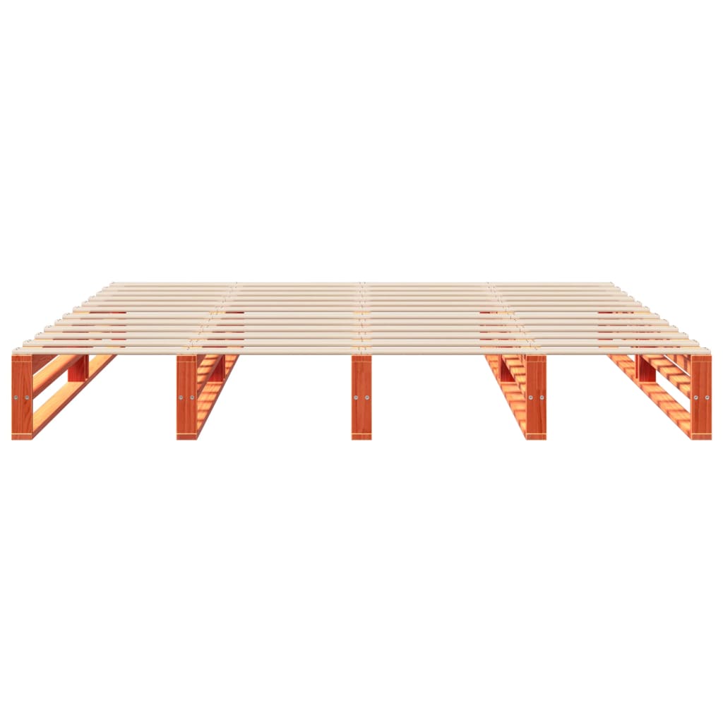 Bedframe zonder matras massief grenenhout wasbruin 200x200 cm