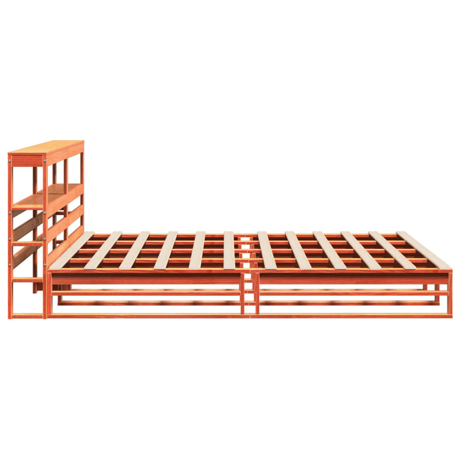 Bedframe zonder matras massief grenenhout wasbruin 200x200 cm