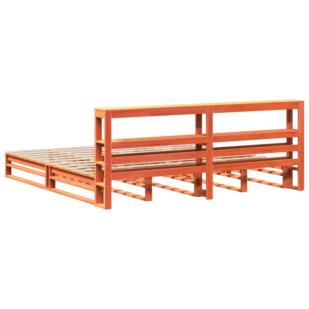 Bedframe zonder matras massief grenenhout wasbruin 200x200 cm