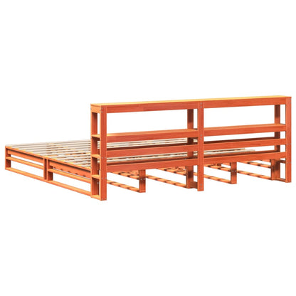 Bedframe zonder matras massief grenenhout wasbruin 200x200 cm