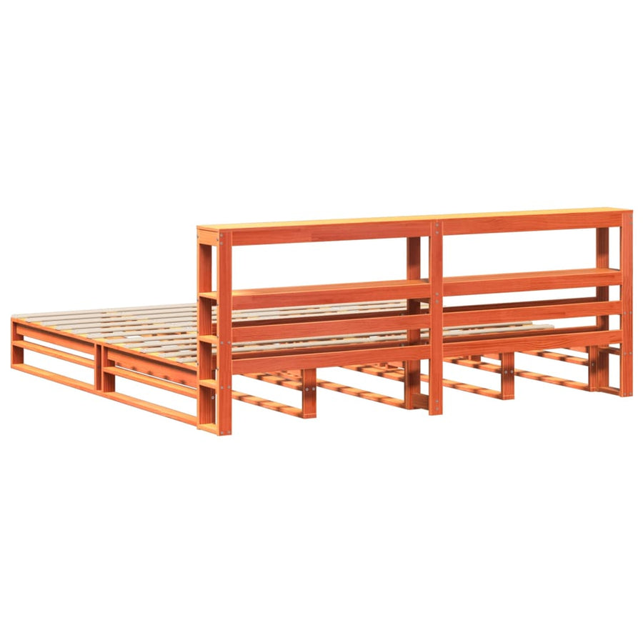 Bedframe zonder matras massief grenenhout wasbruin 200x200 cm