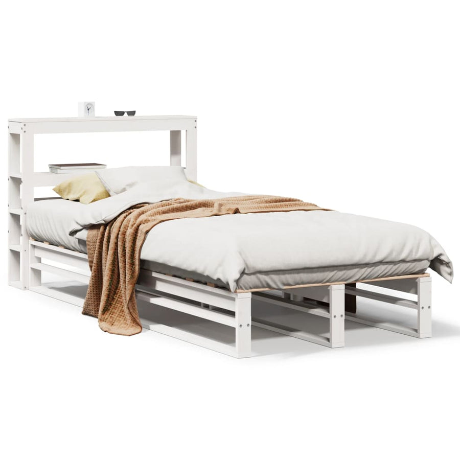 Bedframe zonder matras massief grenenhout wit 75x190 cm