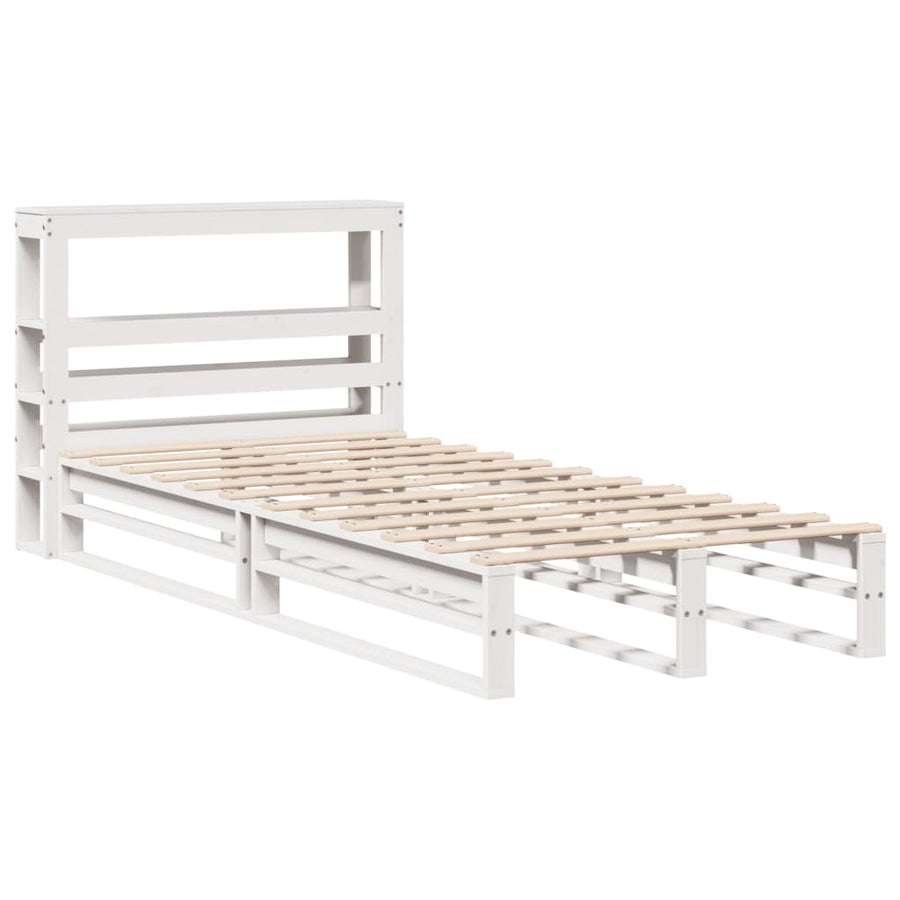 Bedframe zonder matras massief grenenhout wit 75x190 cm