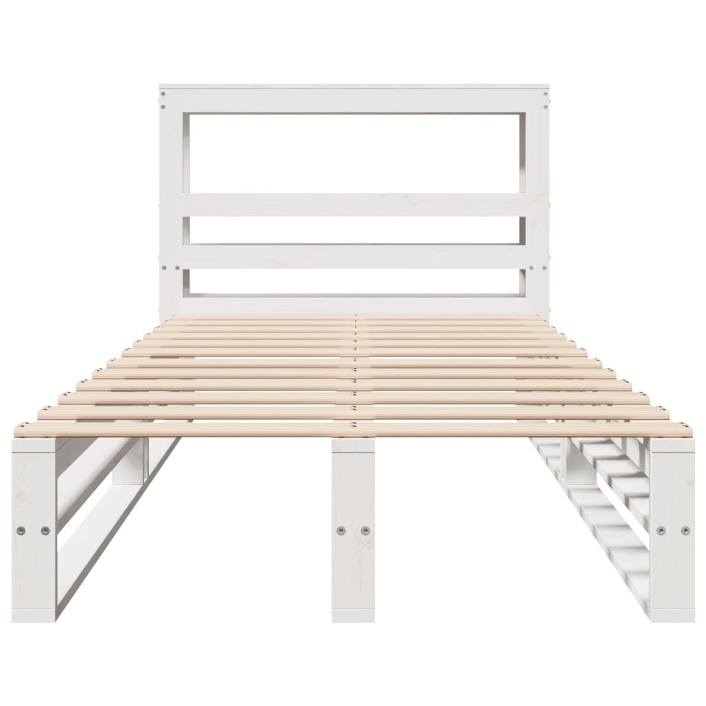 Bedframe zonder matras massief grenenhout wit 75x190 cm