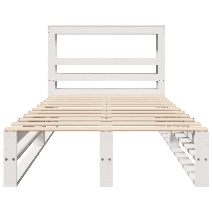 Bedframe zonder matras massief grenenhout wit 75x190 cm