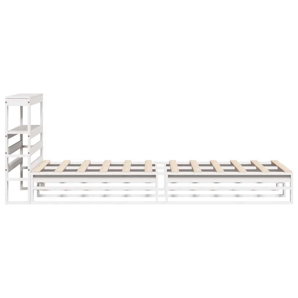 Bedframe zonder matras massief grenenhout wit 75x190 cm