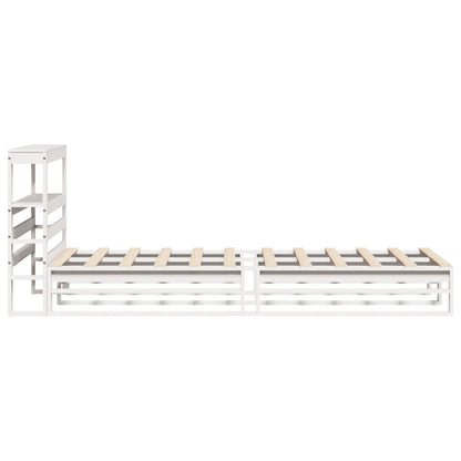 Bedframe zonder matras massief grenenhout wit 75x190 cm