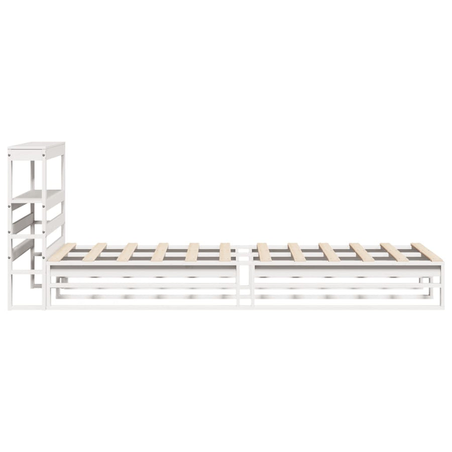 Bedframe zonder matras massief grenenhout wit 75x190 cm