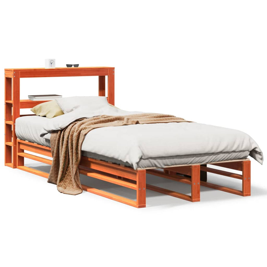 Bedframe zonder matras massief grenenhout wasbruin 75x190 cm